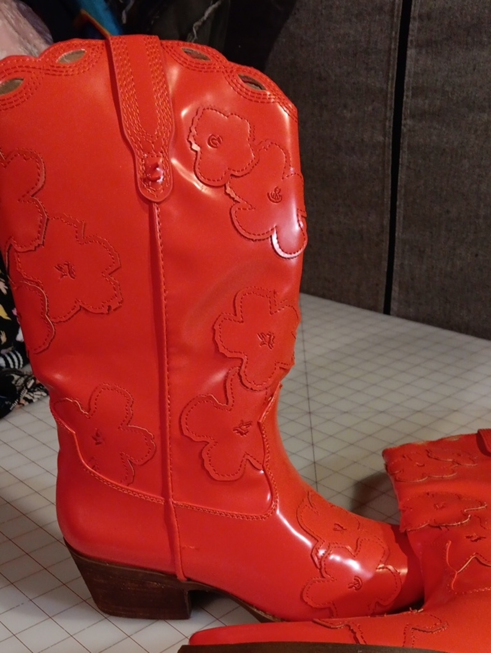 Women’s Coral-Orange Floral Western Boots